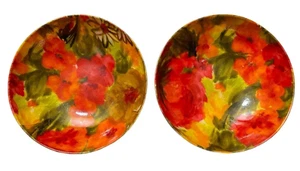 Par de tazones de ensalada de fibra de vidrio MCM de colección años 60 rosa naranja floral 6,5" mod funky - Imagen 1 de 15