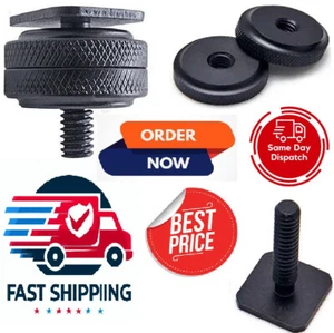 1/4" Dual Nuts Tripod Mount Screw to Flash Digital Camera Hot Shoe Adapter Tool - Picture 1 of 10