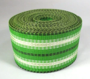 Webbing Green White Black Retro Striped 25' Replacement Lawn Chair 2.25" - Picture 1 of 4