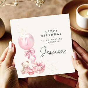 Tarjeta de 1er cumpleaños personalizada para hija, nieta, niña, tarjeta de regalo - Imagen 1 de 4