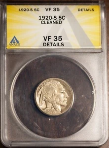 1920-S 5c Indian Head Buffalo Nickel VF-35 Details ANACS # 7539877 + Bonus - Picture 1 of 2