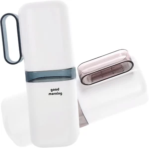 2Pcs Portable Travel Toothbrush Case and Rinse Cup Set Transparent Multi Functio - Picture 1 of 12