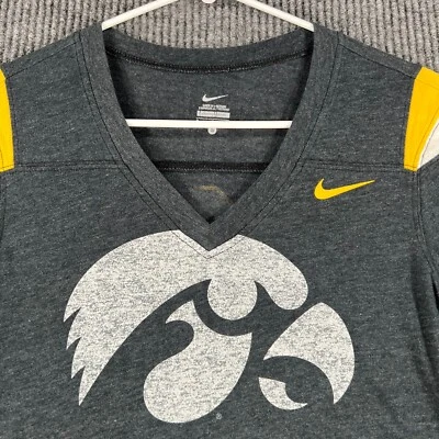 Iowa Hawkeyes Shirt Womens Small Black Short Sleeve V Neck Nike Football Big 10 - Image 1 of 4