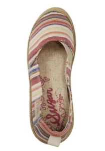 SUGAR EVERMORE Women's Size 8M Rainbow Stripe Espadrille Slip-On Flat Shoes NEW - Picture 1 of 6