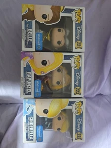 Funko Pop! Disney (GLITTER)- Belle #221, CINDERELLA #222, REPUNZEL #223 - Picture 1 of 5