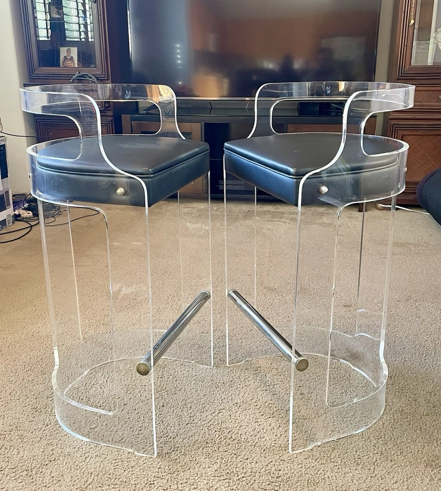 Hill Manufacturing Co. Nueva York • Taburetes de bar acrílicos vintage de mediados de siglo Foto 1 de 4