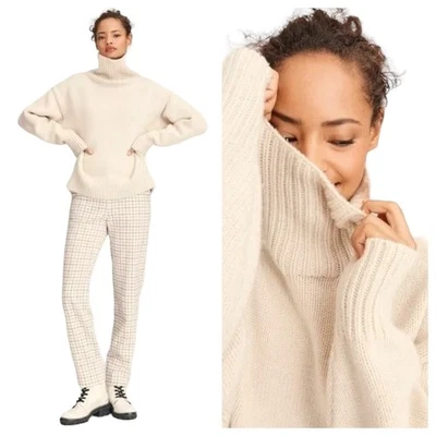 NUEVO Suéter Grueso Tejido Avena Rag & Bone Lunet Lana Lana de Cordero Cuello Alto Talla XS Foto 1 de 4