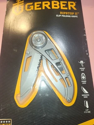 Gerber Ripstop II Frame Lock Knife 3" Bead Blast combo edge blade - NEW IN BOX - Image 1 of 2