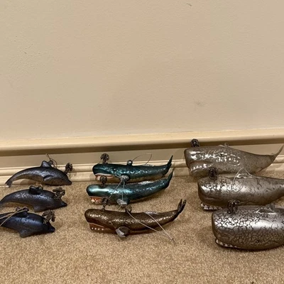 Adornos victorianos de vidrio para delfines y ballenas primitivos de Kathy (lote de 9) Foto 1 de 4