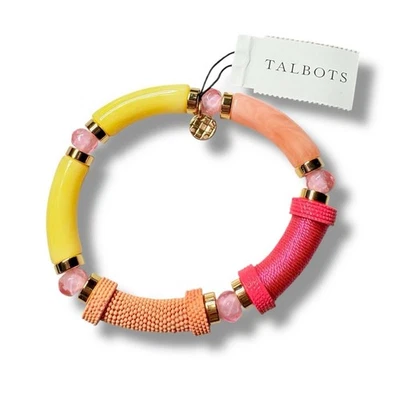Pulsera elástica tubular colorida de medios mixtos Talbots nueva con etiquetas estilo retro de fideos Foto 1 de 2