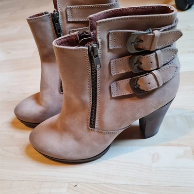 Stiefelette Ankle Boots Stiefel Alba Moda Taupe, Gr. 41 Echt Leder, Wie Neu!! - Bild 1 von 4