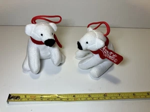 Coca Cola Polar Bear Christmas Ornament Plush X2 - Picture 1 of 3