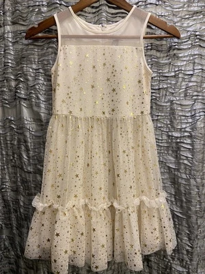 Elegante Vestido para Niñas Crema con Estrellas Doradas Children’s Place Usado Talla 7/8 M Foto 1 de 4