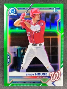 2021 Bowman Draft Chrome BRADY HOUSE Nationals Rookie Green Refractor 1st SP /99 - Picture 1 of 2