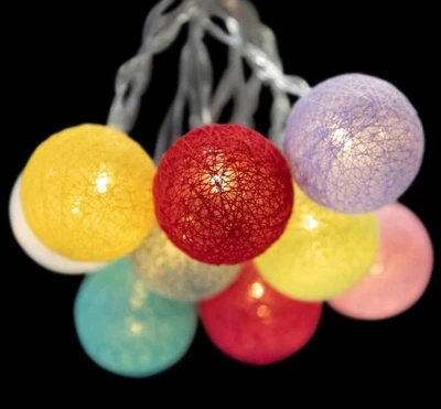 Northlight 10ct Battery Operated Yarn Ball Summer LED String Lights Warm White  - Image 1 of 4