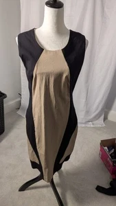 Sleeveless Sheath Dress Color Block Panel Fitted Career Cocktail - Picture 1 of 4