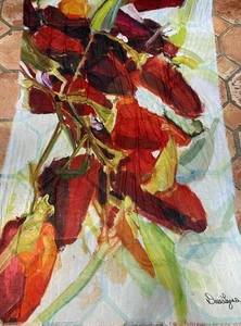Bufanda Freedom Cashmere Modal por Dena Lyons Grande 42 x 75 Pimientos Flecos - Imagen 1 de 6