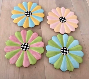 MacKenzie Childs Rose Garden Ceramic Flower-shaped Dessert Plates set of 4 - Picture 1 of 12