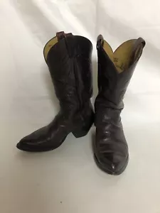 Stivali da cowboy vintage Tony Lama da uomo 5055 neri in pelle marrone etichetta taglia 8EE - Foto 1 di 9