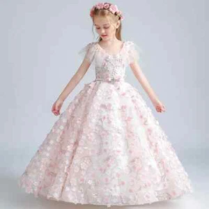 Elegant Girls Flower Maxi Dresses Party Evening Gowns Princess Pageant Dress - Picture 1 of 20
