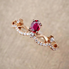 Vintage Court Crown Ruby Natural Diamond Engagement Women Ring 14K Rose Gold