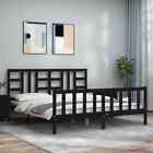 Bed Frame With Headboard Black 180X200 Cm Solid Wood