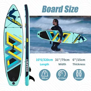 10.6FT Inflatable Stand Up Paddle Board, Wide Paddle Board, Surfboard, SUP - Picture 1 of 15