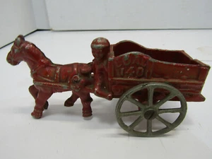 OLD VINTAGE CAST IRON HORSE COAL 140 WAGON TOY - Picture 1 of 5