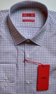 NWT HUGO Red Label By Hugo Boss Sharp Fit Long Sleeve Checked Dress Shirt