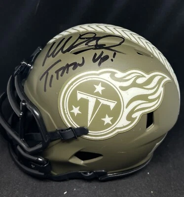 TENNESSEE TITANS MIKE VRABEL SIGNED MINI HELMET JSA COA SALUTE TO SERVICE NFL - Image 1 of 2