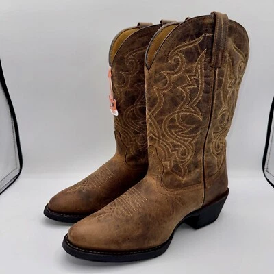 Botas de Vaquero Laredo Maddie Para Mujer Talla 10 Anchas Tostadas Desgastadas Punta R Foto 1 de 4