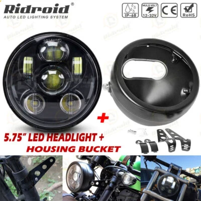 Soporte de cubo para faros LED y carcasa de 5,75" para Harley Sportster 883 1200 Dyna Foto 1 de 4