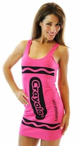 NEW HOT PINK Womens Juniors Art Crayola Crayon HALLOWEEN Costume Tank DRESS SZ M - Picture 1 of 1