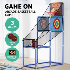 Basketball Arcade Game Electronic Scorer 3 Games Adjustable Height Kid Toy Blue - Picture 1 of 9