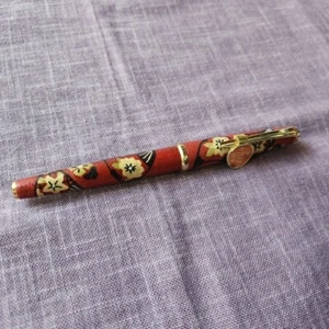 Platinum Mannen Pen Yuzen dyeing leather 18K fine characters Platinum USED - Picture 1 of 7