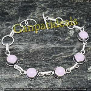 Rose Quartz Gemstone Ethnic Handmade Fashion Bracelet Jewelry 9" BR-4159 - Picture 1 of 1