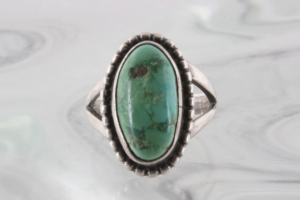 ANILLO PLATA ESTERLINA PIEDRA TURQUESA VERDE 925 FINO 5070 Foto 1 de 1