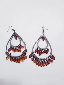 Lion Mane Gold Plated Earrings Dragon Scale Seed Beads - Picture 1 of 12