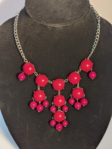 Two Tone Pink Bubble Necklace With Silver Tone Chain