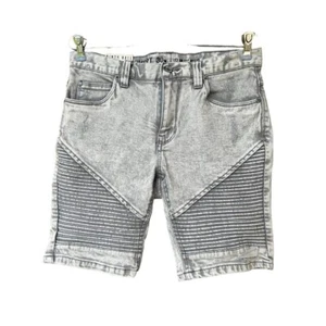 Pantaloncini Moto Denim Slim Fit Ninth Hall Covert 30W Lavaggio Acido Grigio Chiaro Uomo Nuovi - Foto 1 di 7