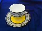 Antique Yellow & Black  Royal Worcester Coffee Cup & Saucer