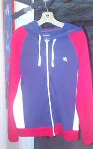 Express Men's Hoodie Sweatshirt Full Zip Navy Red White Size Medium Good Cond - Picture 1 of 3