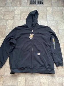 Carhartt Hoodie Herren 2XL schwarz durchgehender Reißverschluss lässig Original Passform Pullover Arbeitskleidung neu mit Etikett - Bild 1 von 6