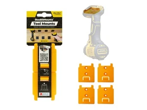 StealthMounts Tool Storage Mounts for DeWalt XR 18v Powertools (Yellow, 4-Pack) - Picture 1 of 6