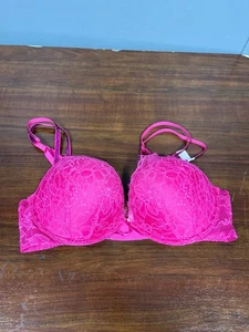 Sujetador Victoria's Secret Bombshell Summible 34C Rosa Caliente Encaje Bedazzle - Imagen 1 de 2