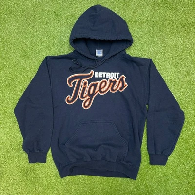 Vintage Y2K Detroit Tigers Throwback Hooded Sweatshirt Size Small - Image 1 of 4