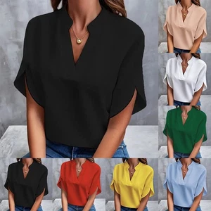 Breezy Vneck shirt for women in solid colors a must have for warm summer days - Picture 1 of 49