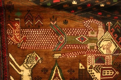 220 X 110 COLLECTOR' ITEM Vintage Stunning Pictorial with Portrait Tribal Carpet - Image 1 of 4