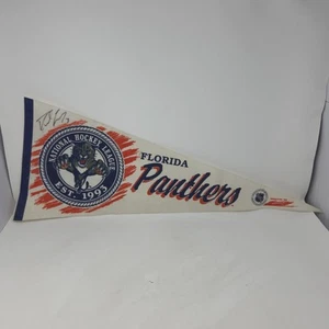Autographed Florida Panthers Vintage Pennant NHL 30x12 1993 Hockey Paul Laus #3 - Picture 1 of 10