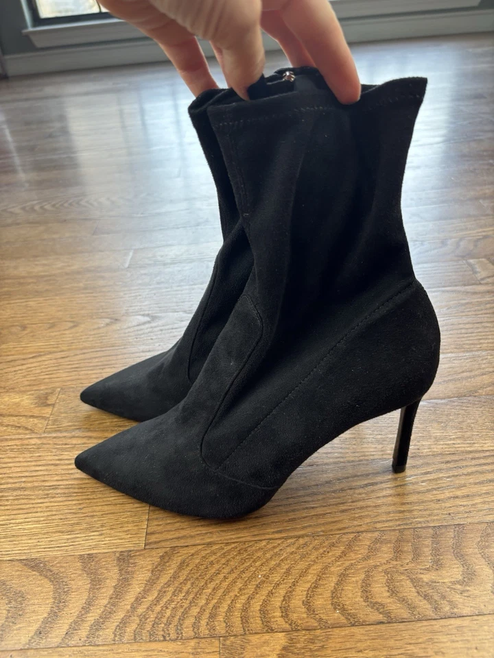 Botines Zara de tela negra con tacón de aguja cremallera lateral talla 40 Foto 1 de 4